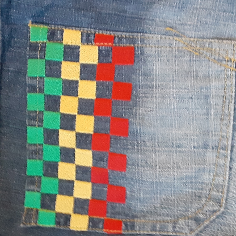 Tool Jean's, colorful checkerboard pockets,  size 44 - Picture 14 of 14